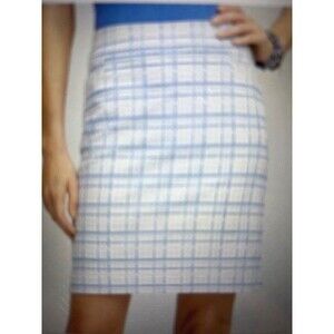 Chico’s Brigitte Plaid Slub Skort Periwinkle/White Women’s Size 12 NWOT ***